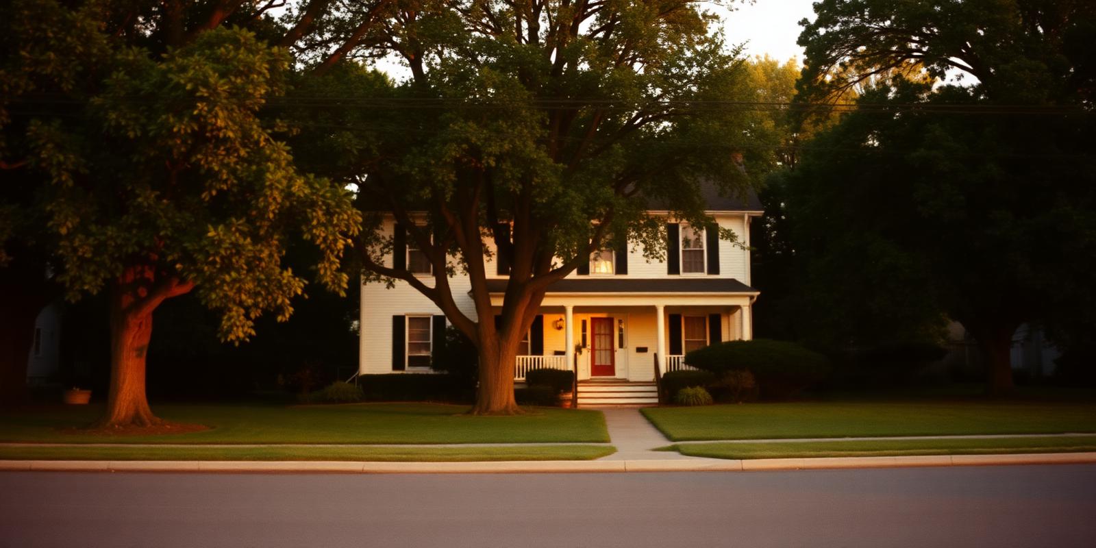1920s colonial house in Rutherford, New Jersey at golden hour